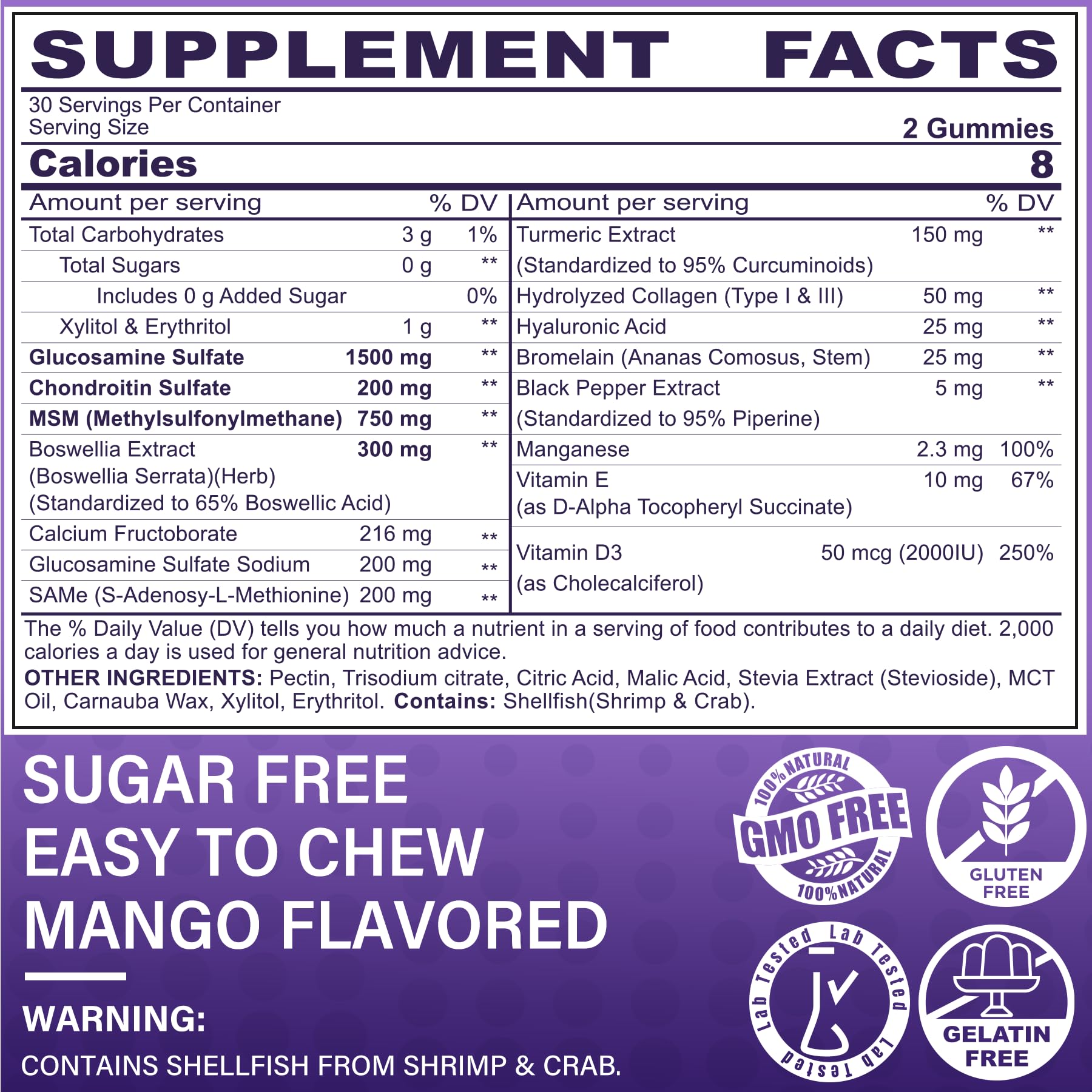 LILICARE Gummies poured show mango flavor and easy daily joint support