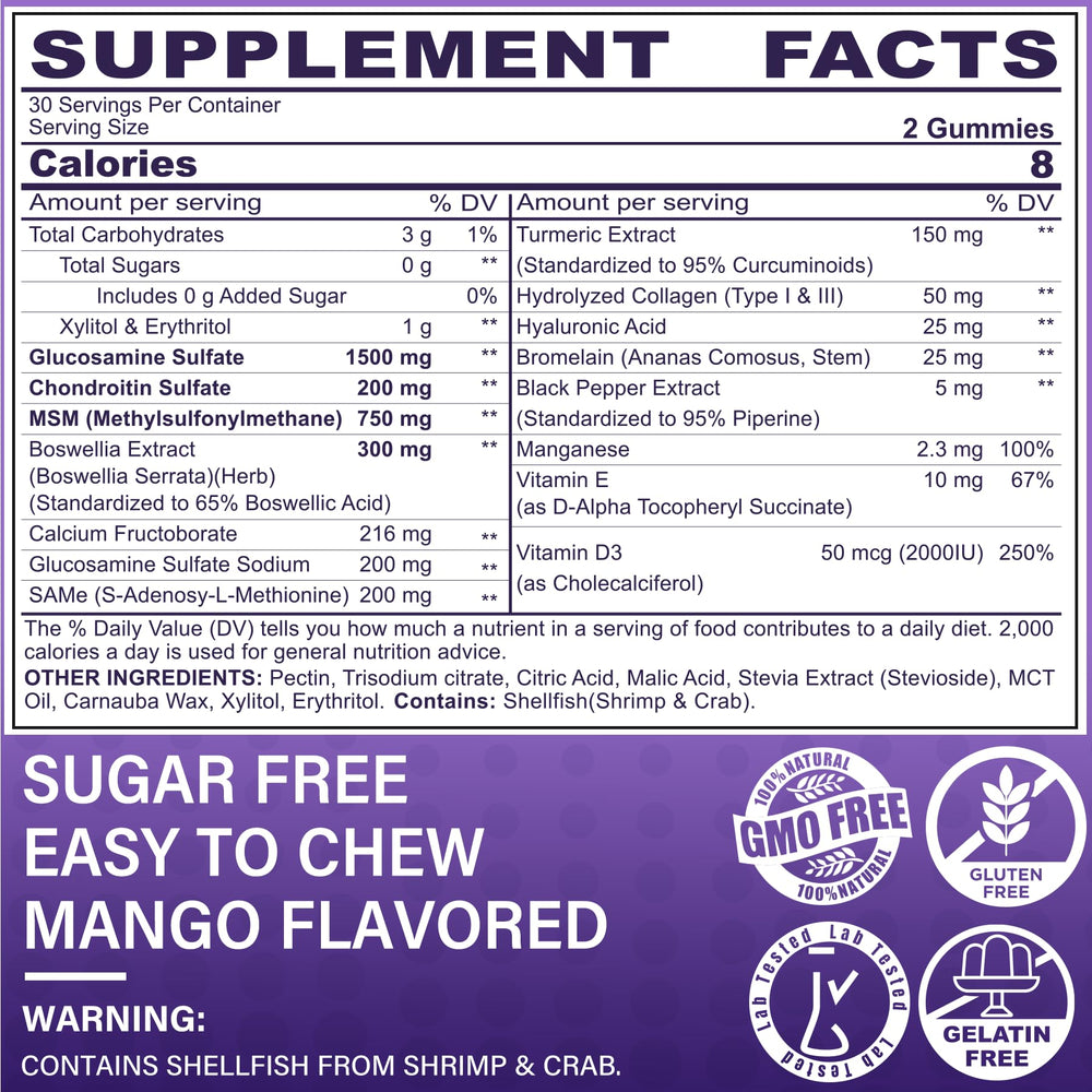 LILICARE Gummies poured show mango flavor and easy daily joint support