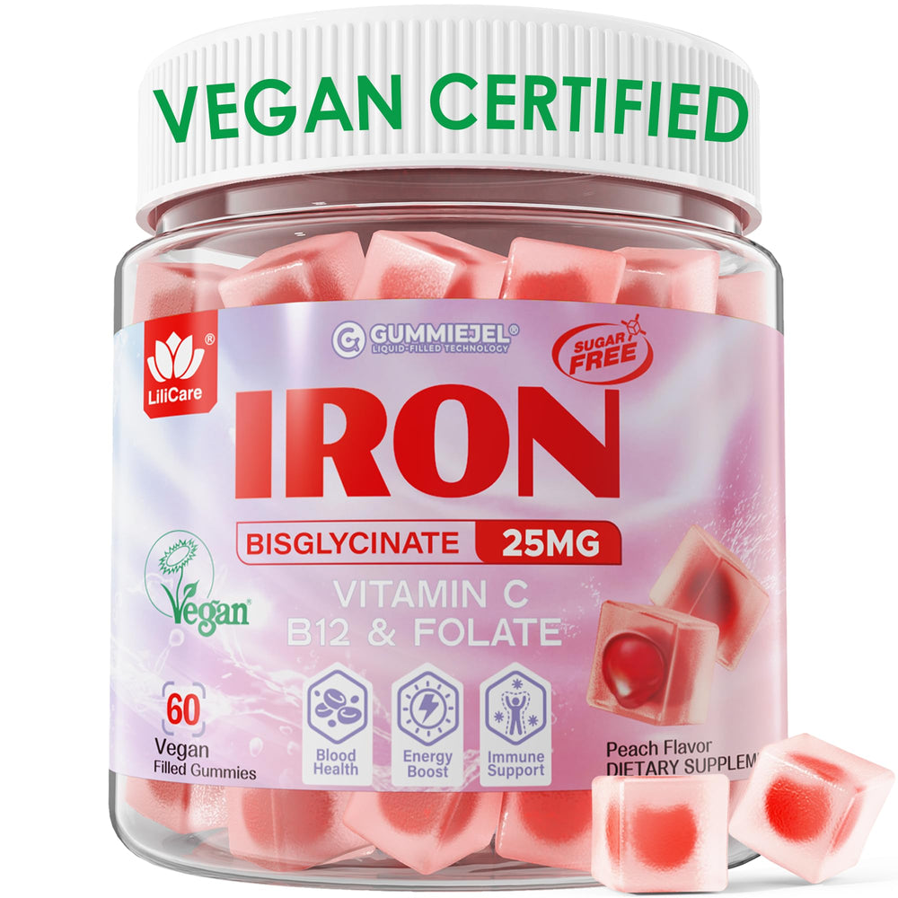 LILICARE Iron Gummies 60-count bottle for gentle iron support in daily routines.