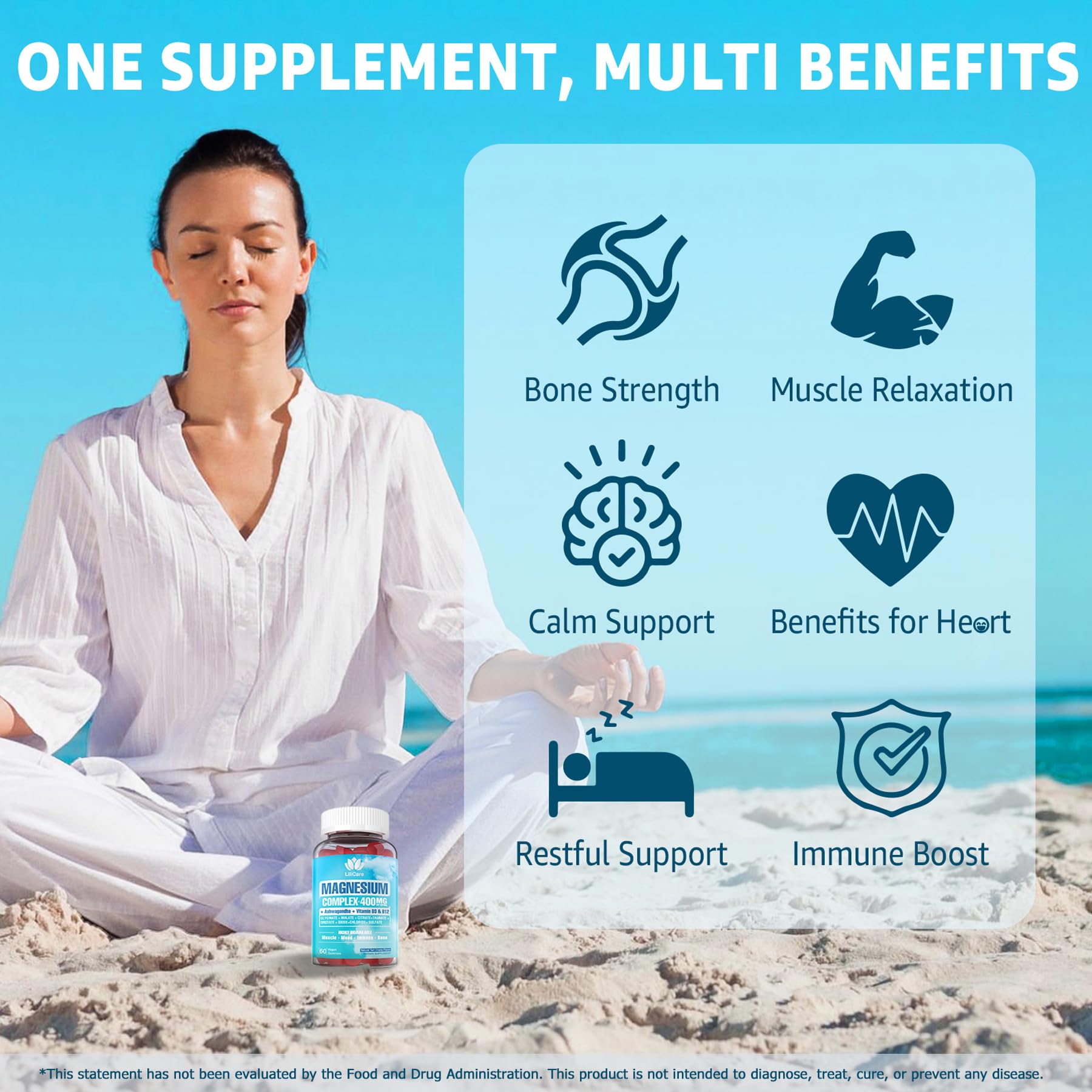 LILICARE Magnesium Complex label-packaging highlights vegan, third-party tested quality.