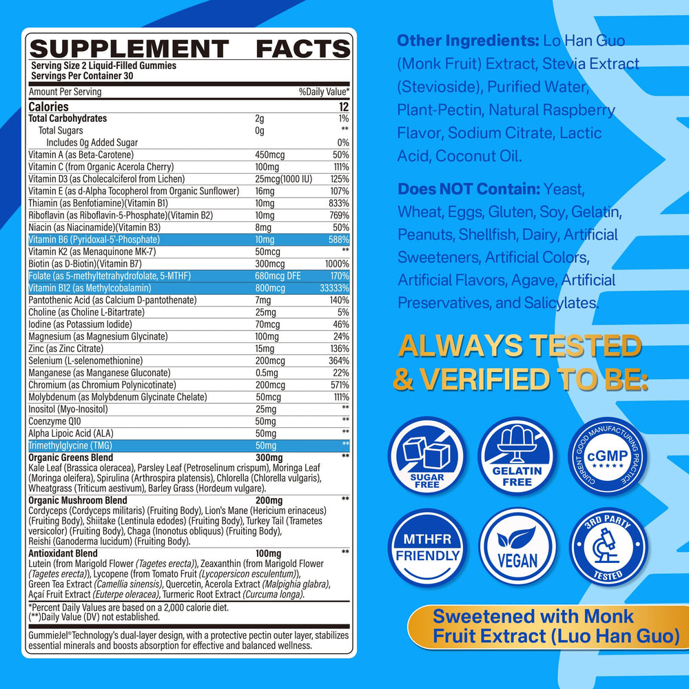 LILICARE methylated multivitamin gummies liquid center close-up highlighting absorption