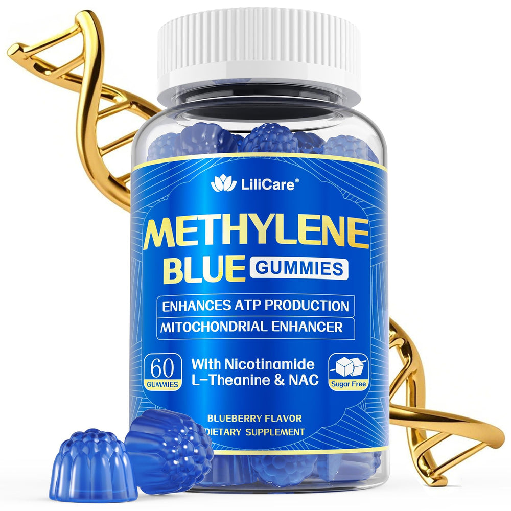 LILICARE Methylene Blue Gummies bottle with cognitive support and steady energy.