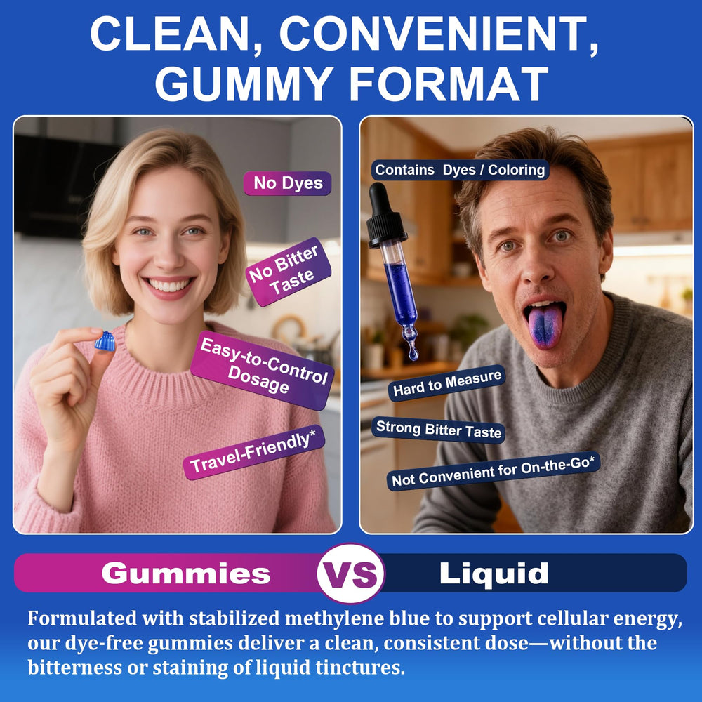LILICARE Methylene Blue Gummies vegan label reinforces plant-based nutrition.