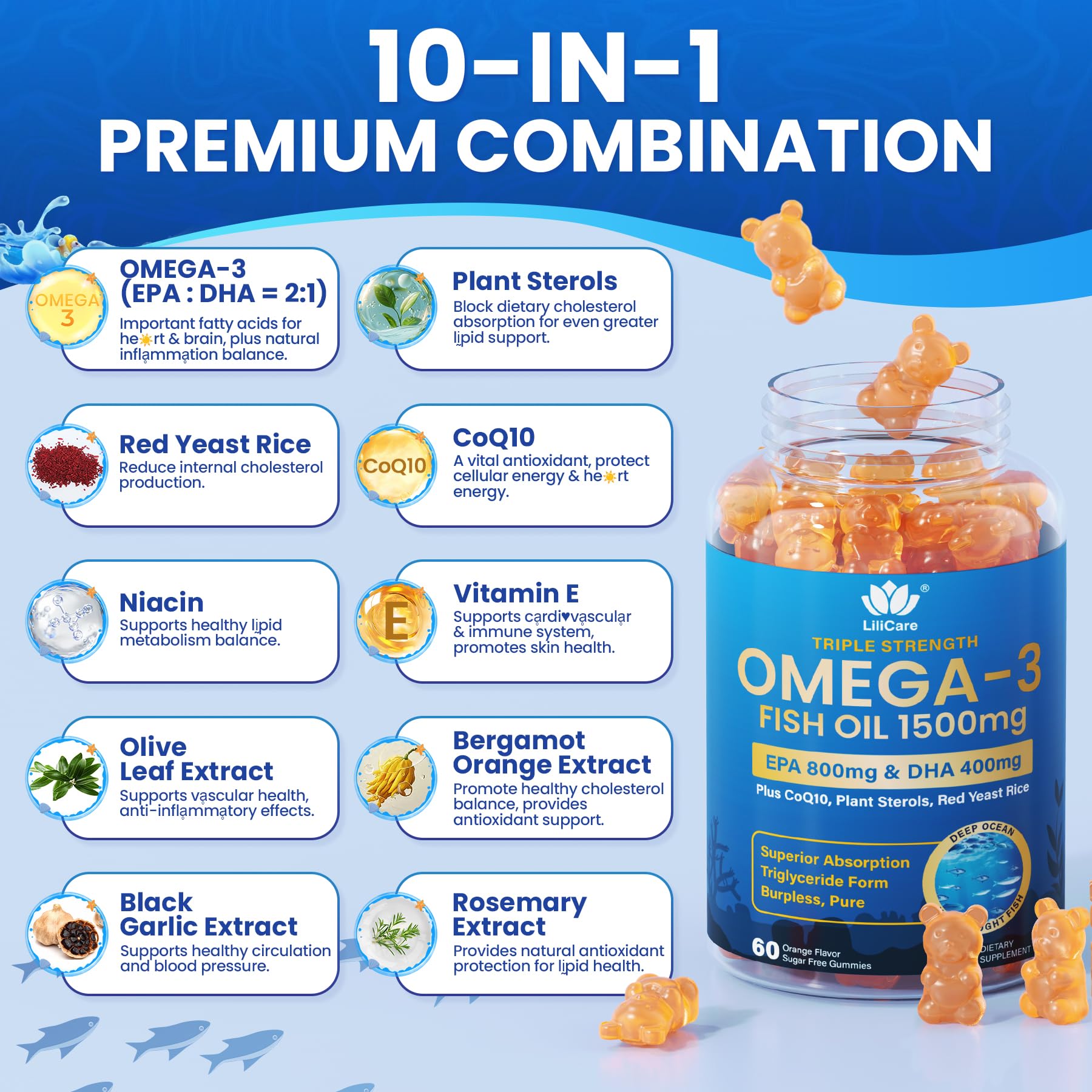 LILICARE gummies showcase sugar-free, gluten-free, allergen-free formulation