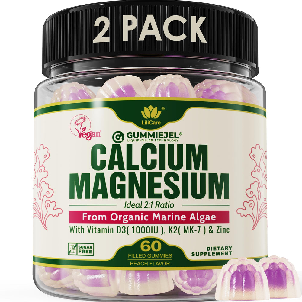 LILICARE bottle with plant-based calcium gummies for daily bone support on the go
