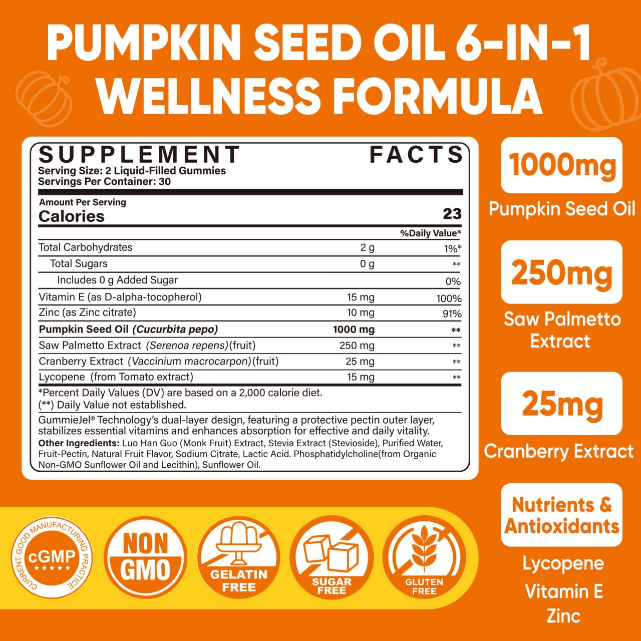 LILICARE gummies bottle close-up emphasizing cold-pressed pumpkin seed oil purity for vitality.
