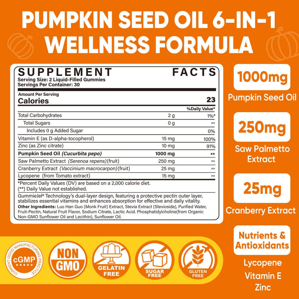 LILICARE gummies bottle close-up emphasizing cold-pressed pumpkin seed oil purity for vitality.