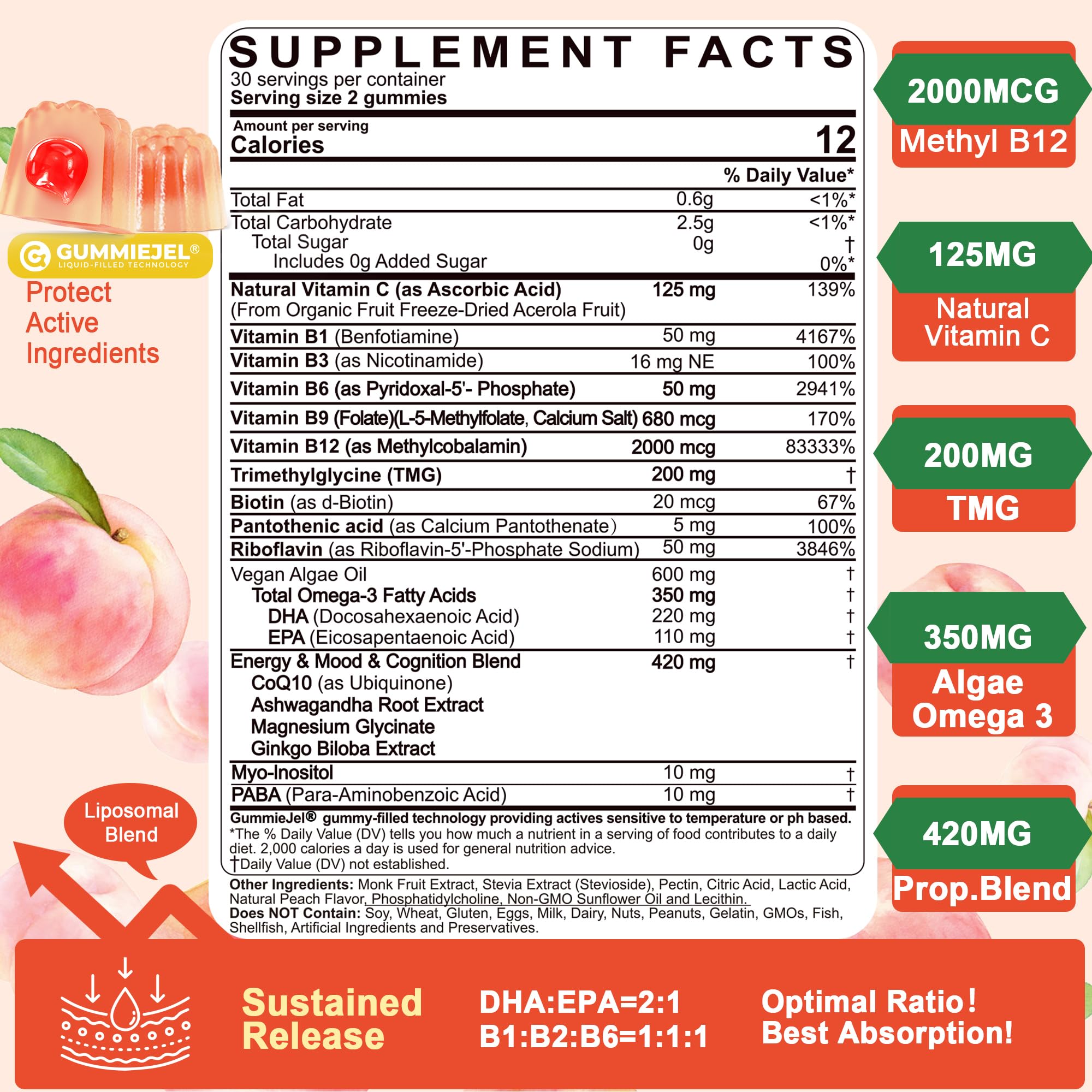 Closeup of LILICARE gummies showing vibrant color and sugar-free formula
