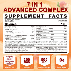 LILICARE peach-flavored D3K2 gummies close-up, vegan.