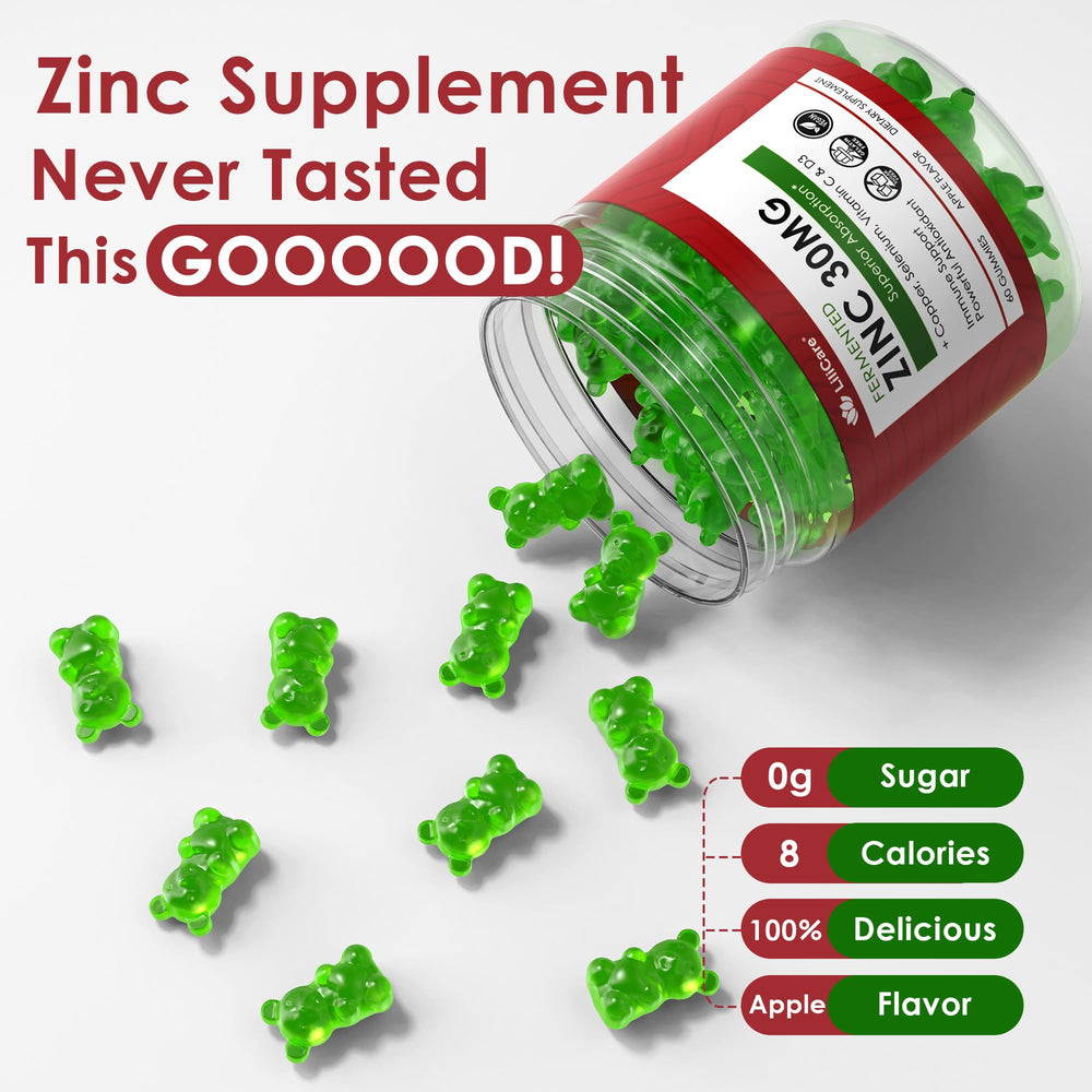 LILICARE Zinc Gummies vegan and gluten-free certification badge.