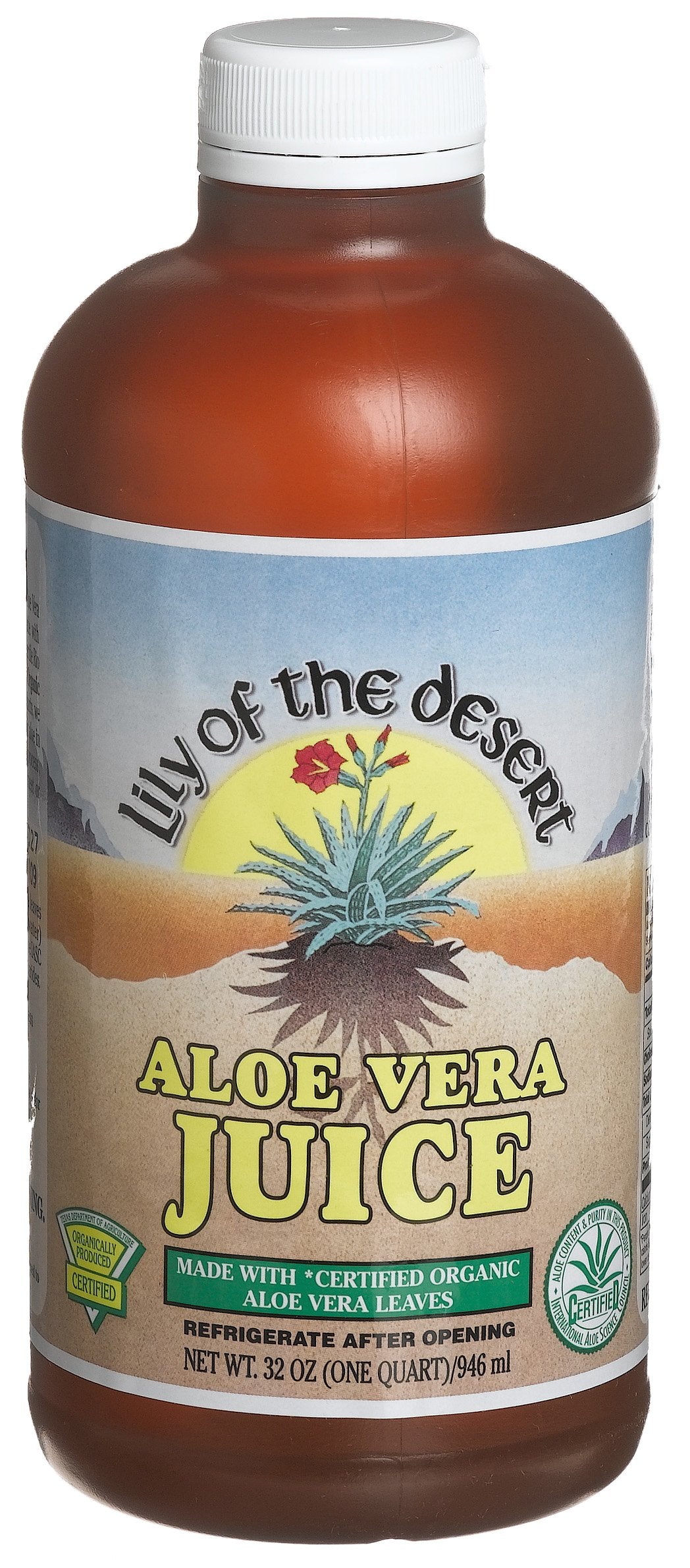 Lily Of The Desert Aloe Vera Juice 32 oz bottle pour for easy daily hydration