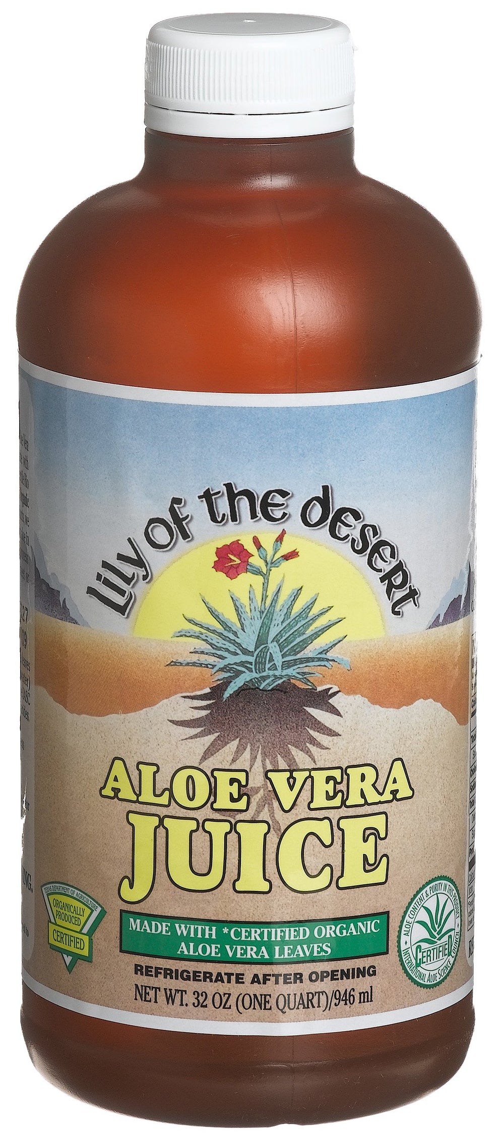 Lily Of The Desert Aloe Vera Juice 32 oz bottle pour for easy daily hydration