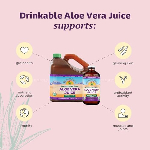 Lily of the Desert Aloe Vera Juice label closeup highlighting organic and kosher features.