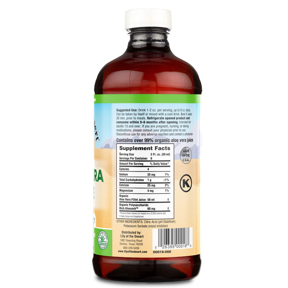 Lily Of The Desert Aloe Juice pour shows easy, ready-to-drink convenience.
