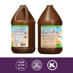Lily of the Desert aloe vera juice being poured to boost digestion and overall wellness.