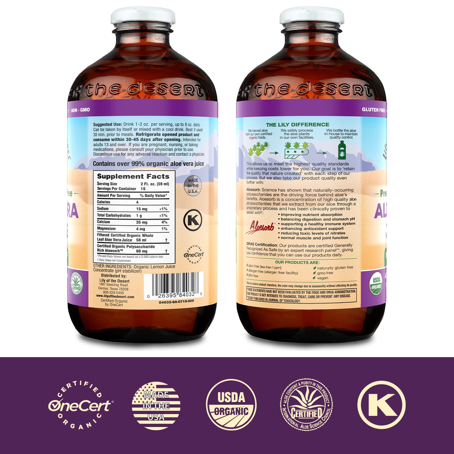 Lily Of The Desert Aloe juice pour demonstrates smooth, refreshing digestion support.