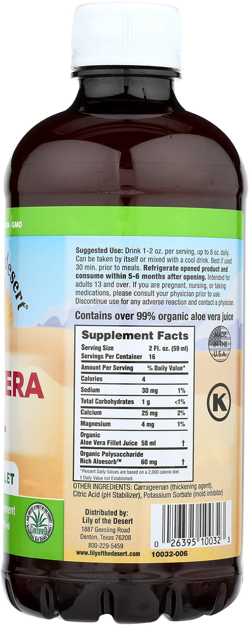 Lily of the Desert Aloe Vera Gel label closeup highlighting purity and trusted branding