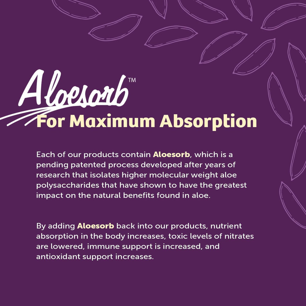 Aloesorb close-up with slippery elm, chamomile, peppermint, and ginger.