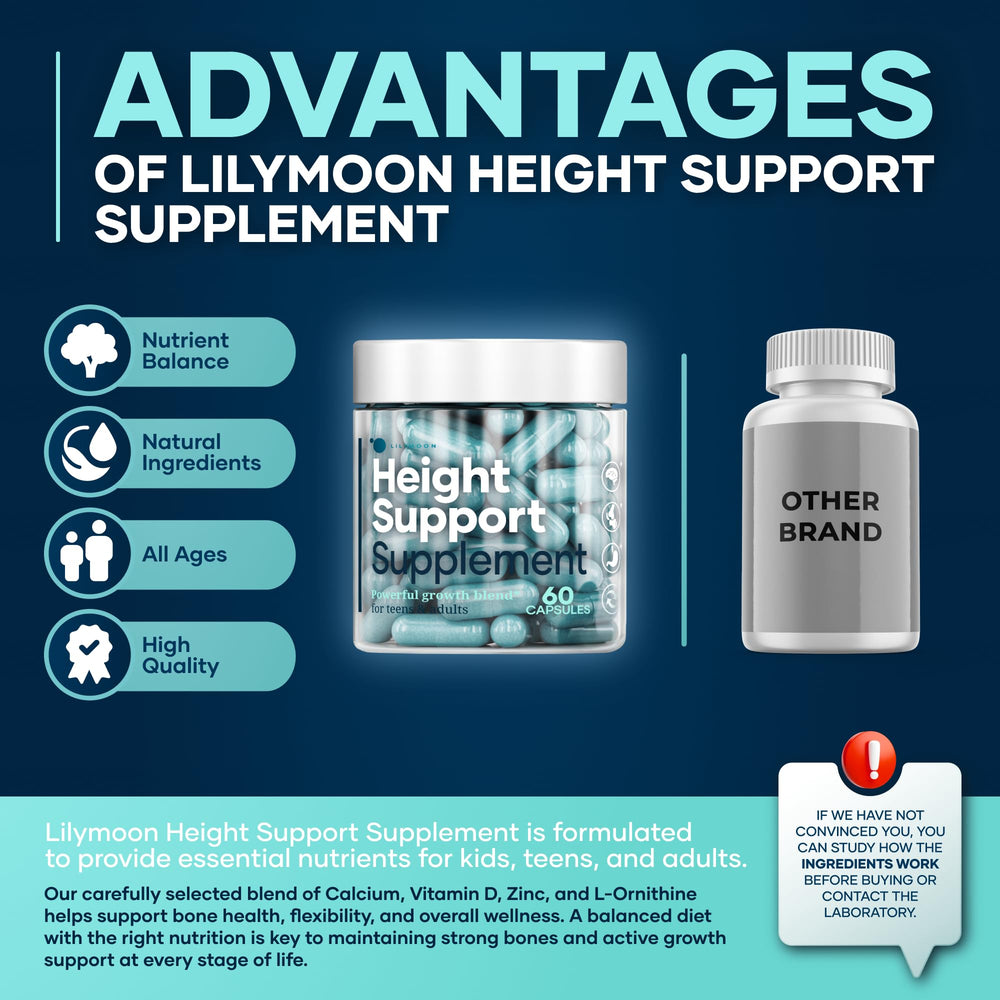 Lilymoon Height label close-up with natural ingredients and no artificial dyes.