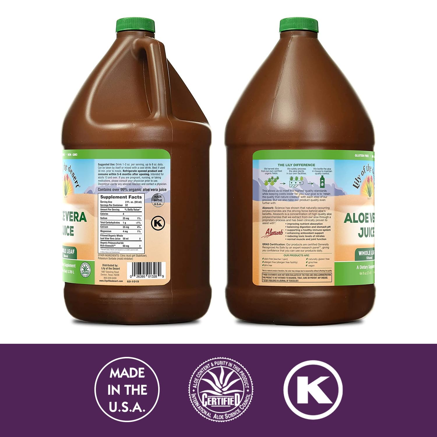 Lily Of The Desert Aloe Vera Juice pour ready for daily consumption.