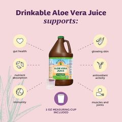 Lily Of The Desert Aloe Vera Juice label close-up highlighting Aloesorb.