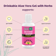 Lily Of The Desert Aloe Vera 80 ingredients chart shows slippery elm and herbs for gentle digestion