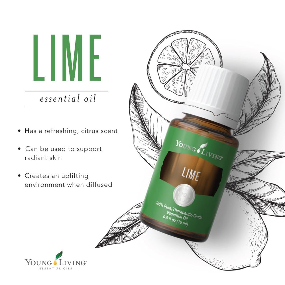 Lime essential oil diffuser drops preparing to refresh the air.
