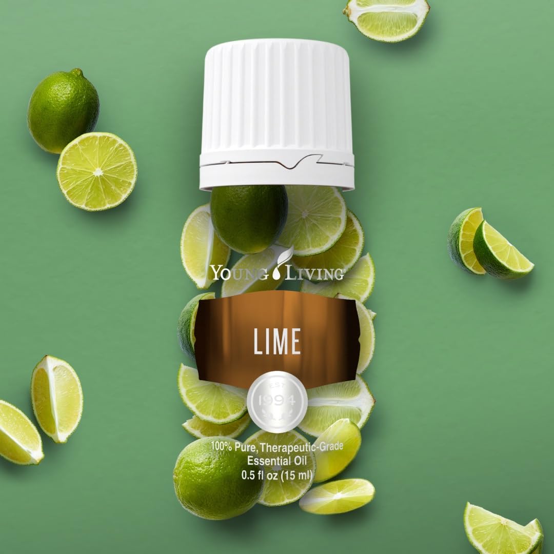 Closeup of the Young Living lime bottle cap.