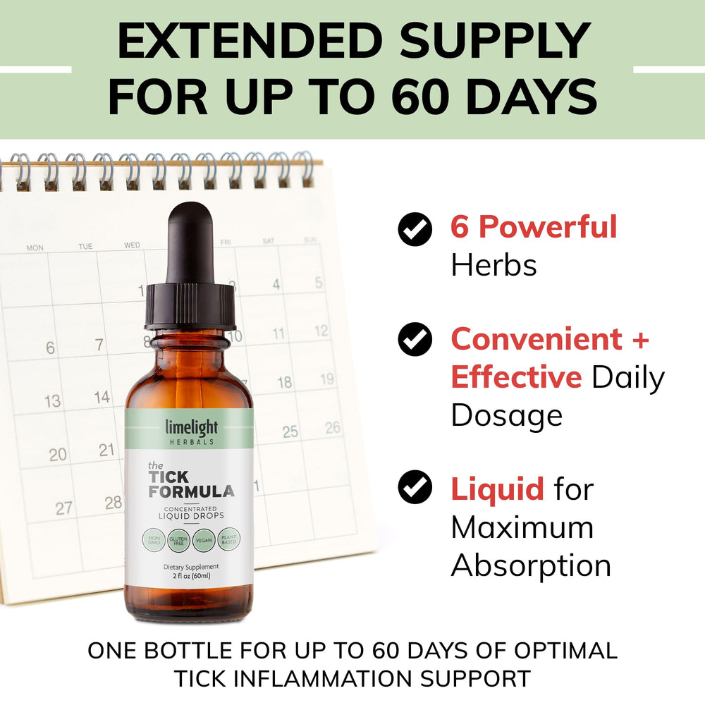 Limelight Herbals Tick Formula droplets demonstrate easy dosing.