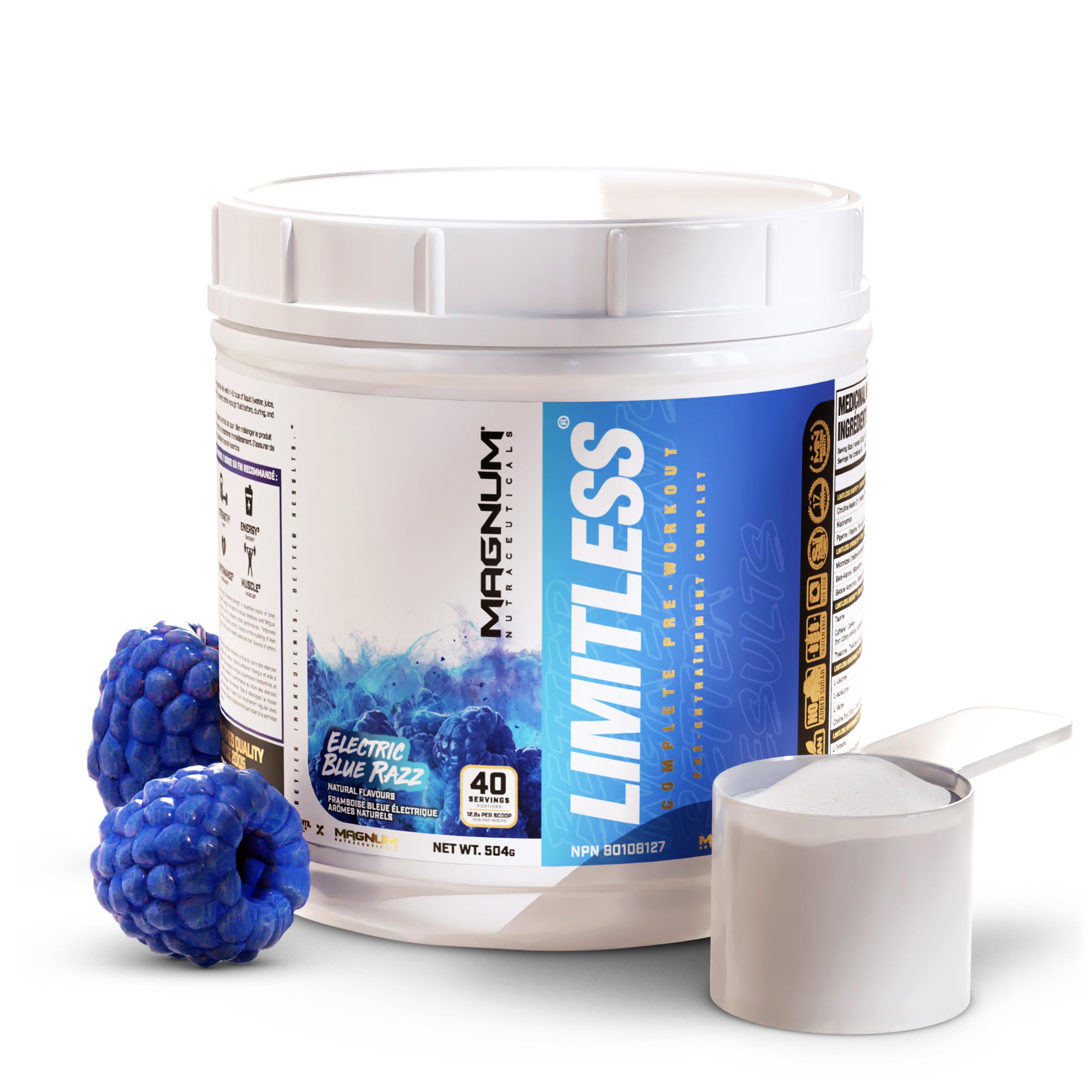 LIMITLESS Magnum Blue Raspberry Punch 504g tub on display