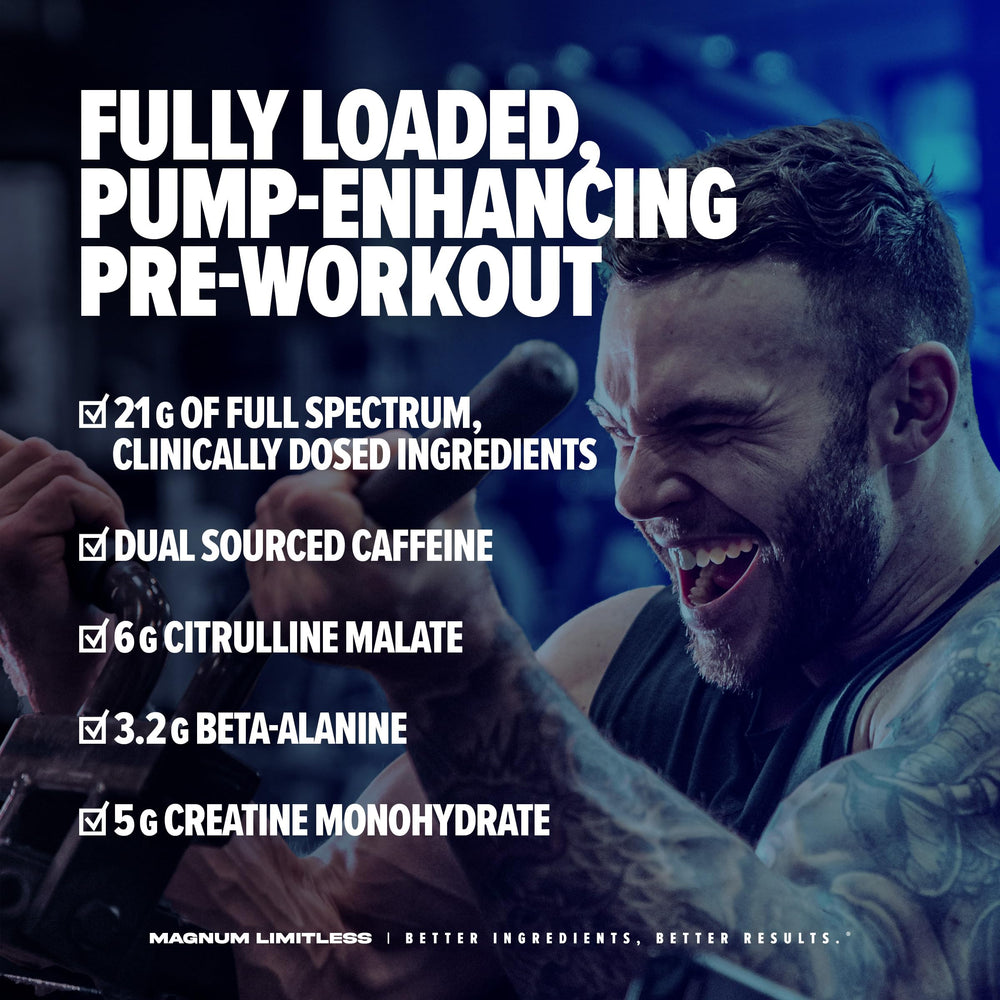LIMITLESS Magnum shaker with Blue Raspberry Punch powder