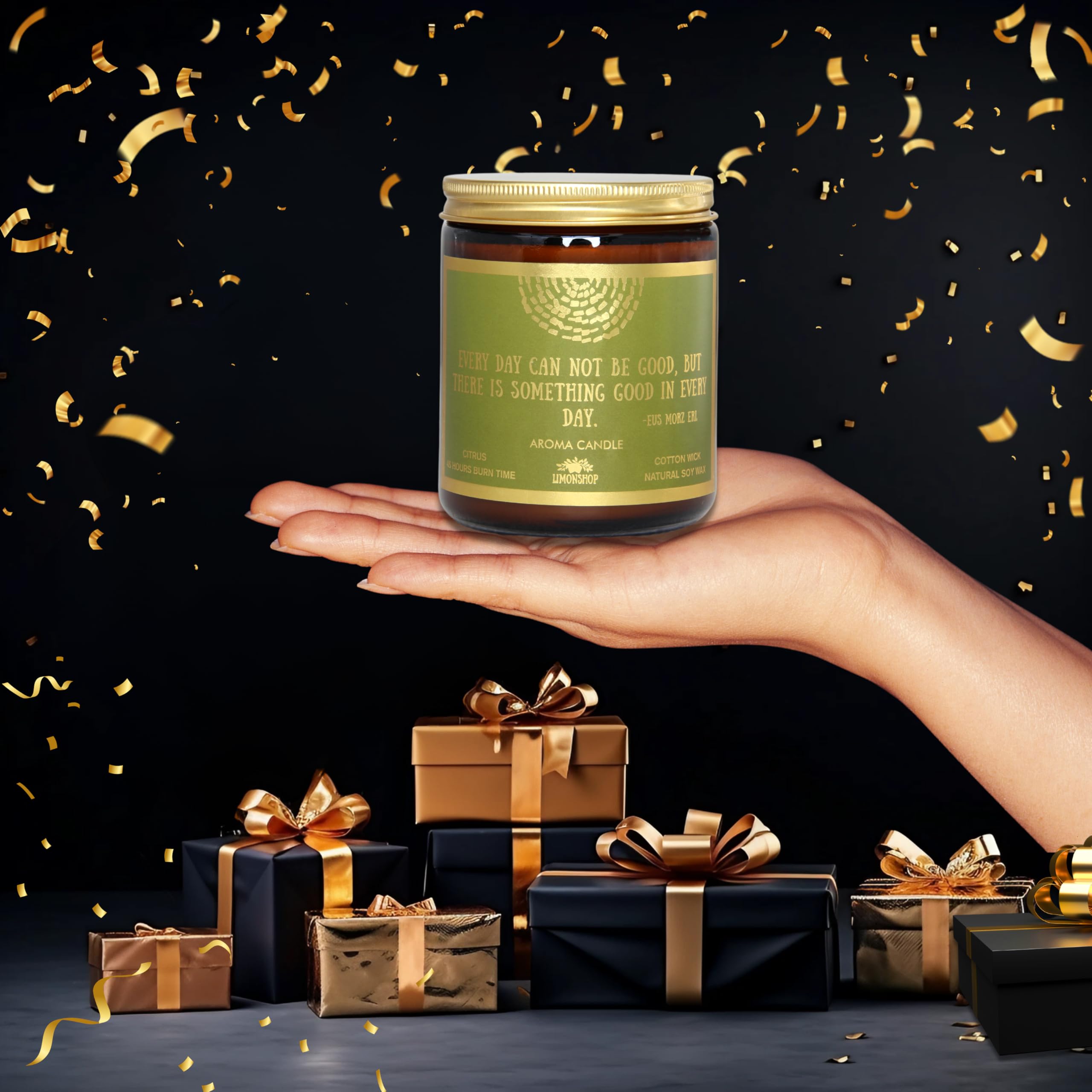 LIMONSHOP Natural Soy Wax Candle made from plant-based ingredients for clean burning.