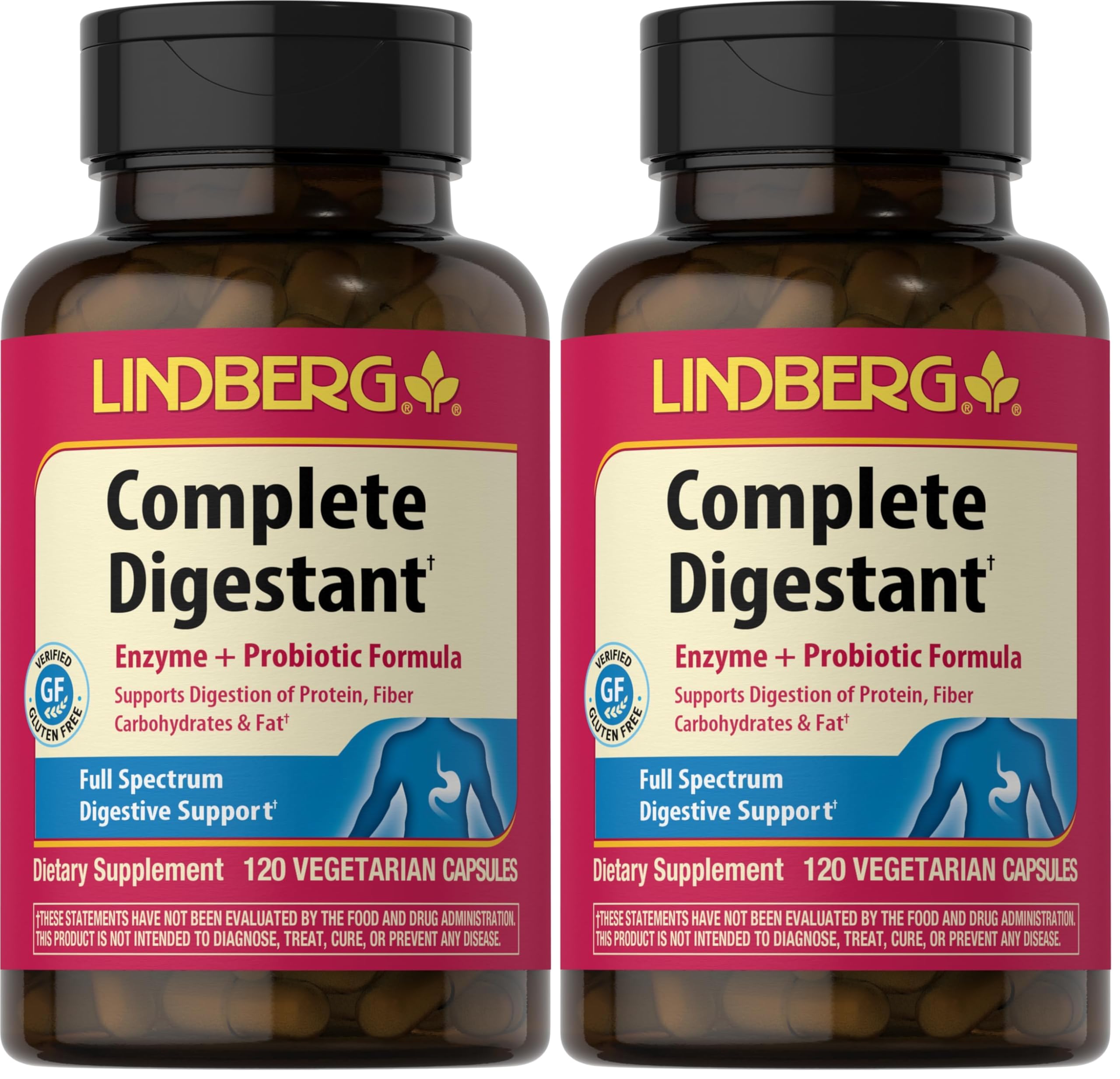Lindberg Complete Digestant bottle close-up showcasing a full-spectrum enzyme formula for diverse meals
