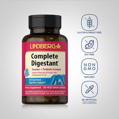 Lindberg Complete Digestant capsules in hand illustrating easy daily use.