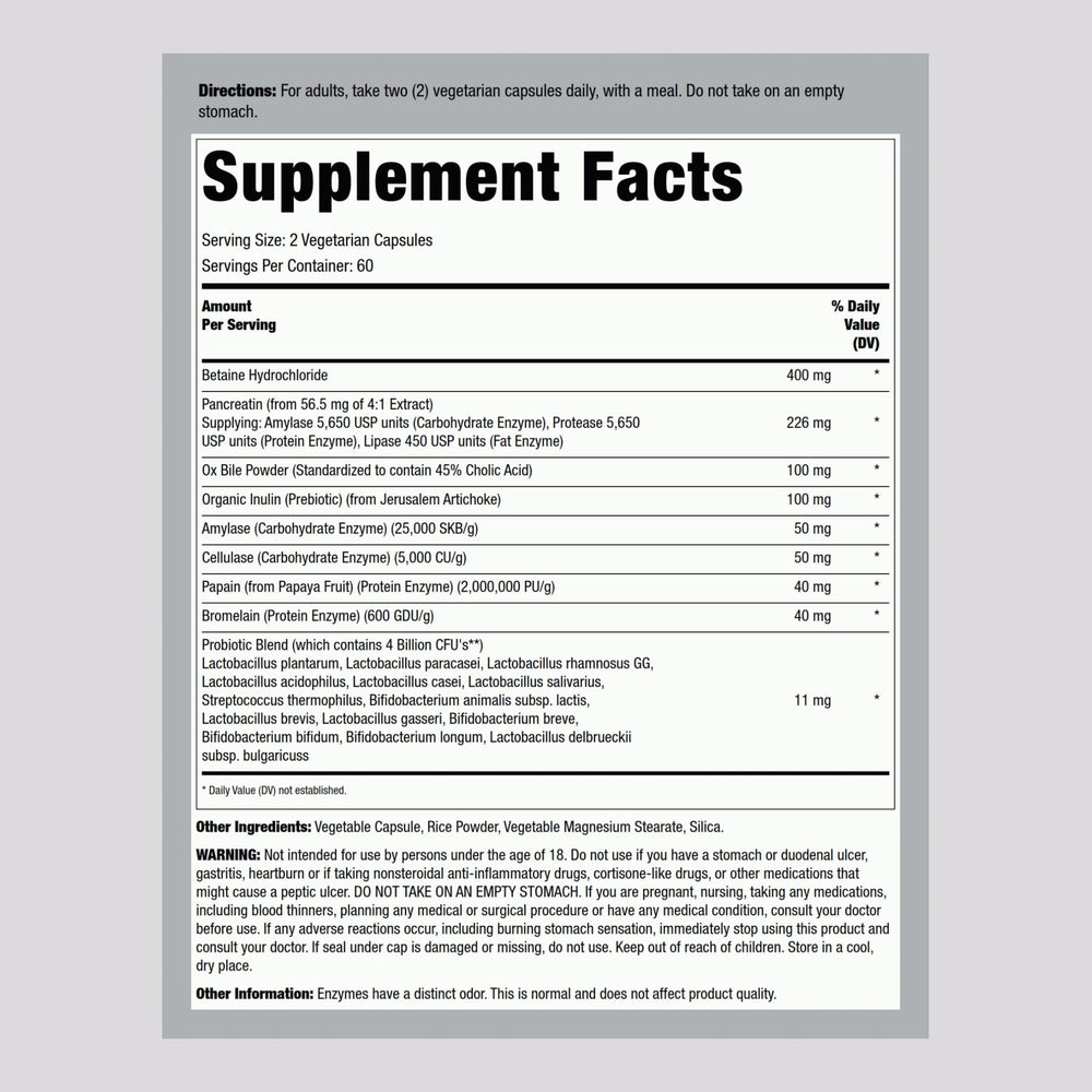 Lindberg Complete Digestant label close-up highlighting enzyme blend for digestion.