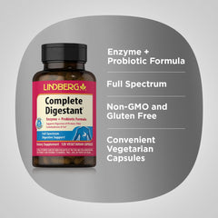 Lindberg Pancreatin enzymes graphic highlighting high-strength enzyme blend for digestion.