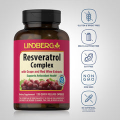 Lindberg Resveratrol quick-release capsules close-up designed for easy swallowing.