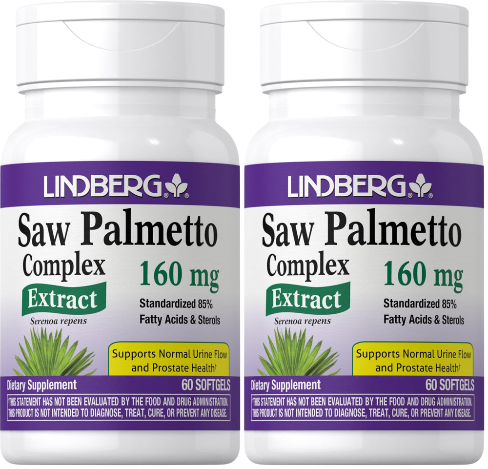 Lindberg Saw Palmetto Extract bottle with softgels for daily urinary support