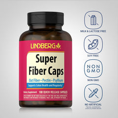 Lindberg Super Fiber ingredients list highlighting psyllium husk, oat bran, and apple pectin.