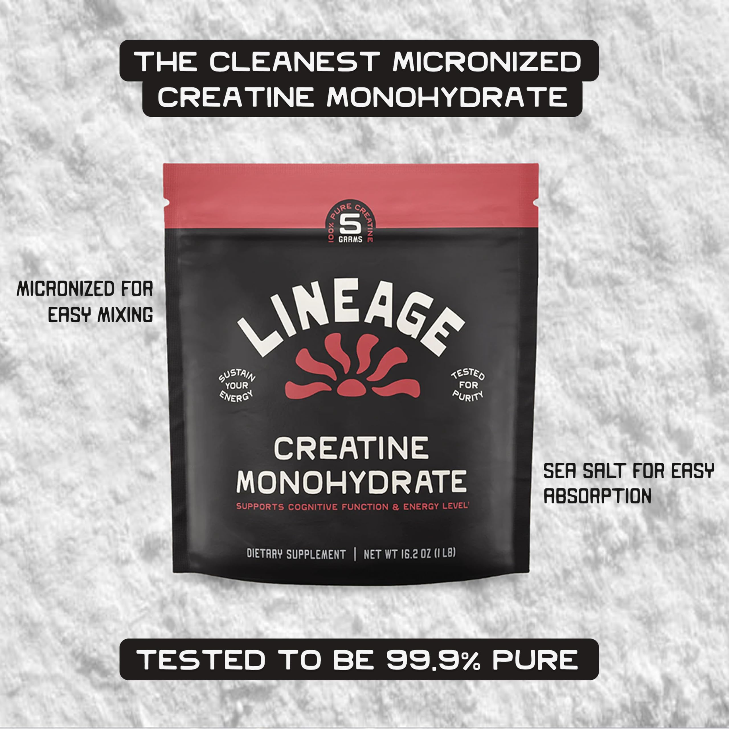 Lineage Provisions micronized creatine dissolves in water for effortless hydration during workouts