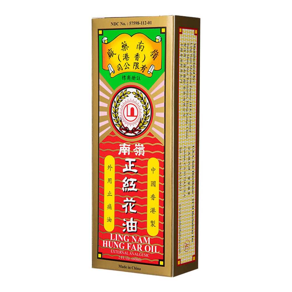 Ling Nam Hung FA Red Flower oil bottle pour for temporary muscle relief