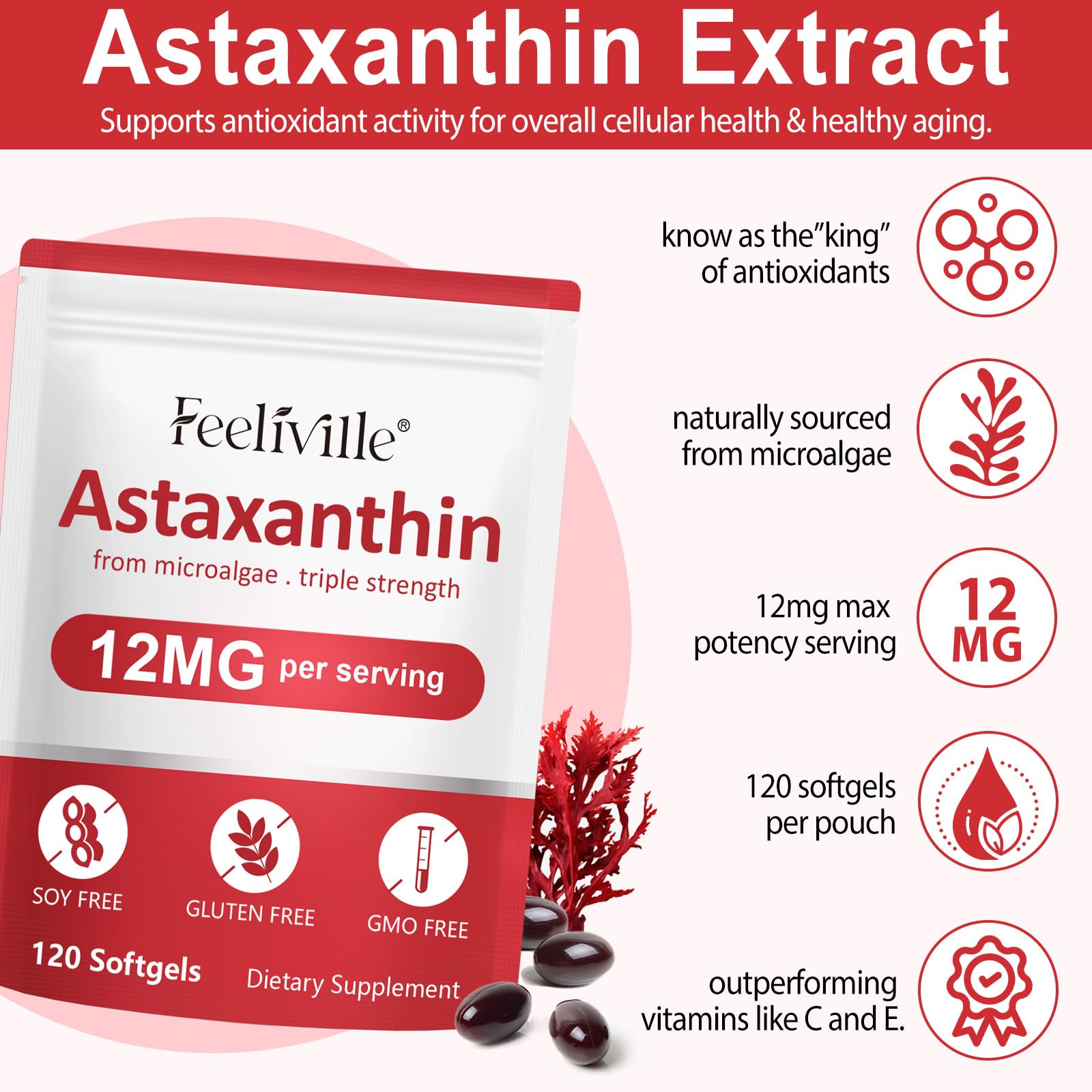 Linizanjiiy astaxanthin softgels pack — convenient daily supplement for vitality.