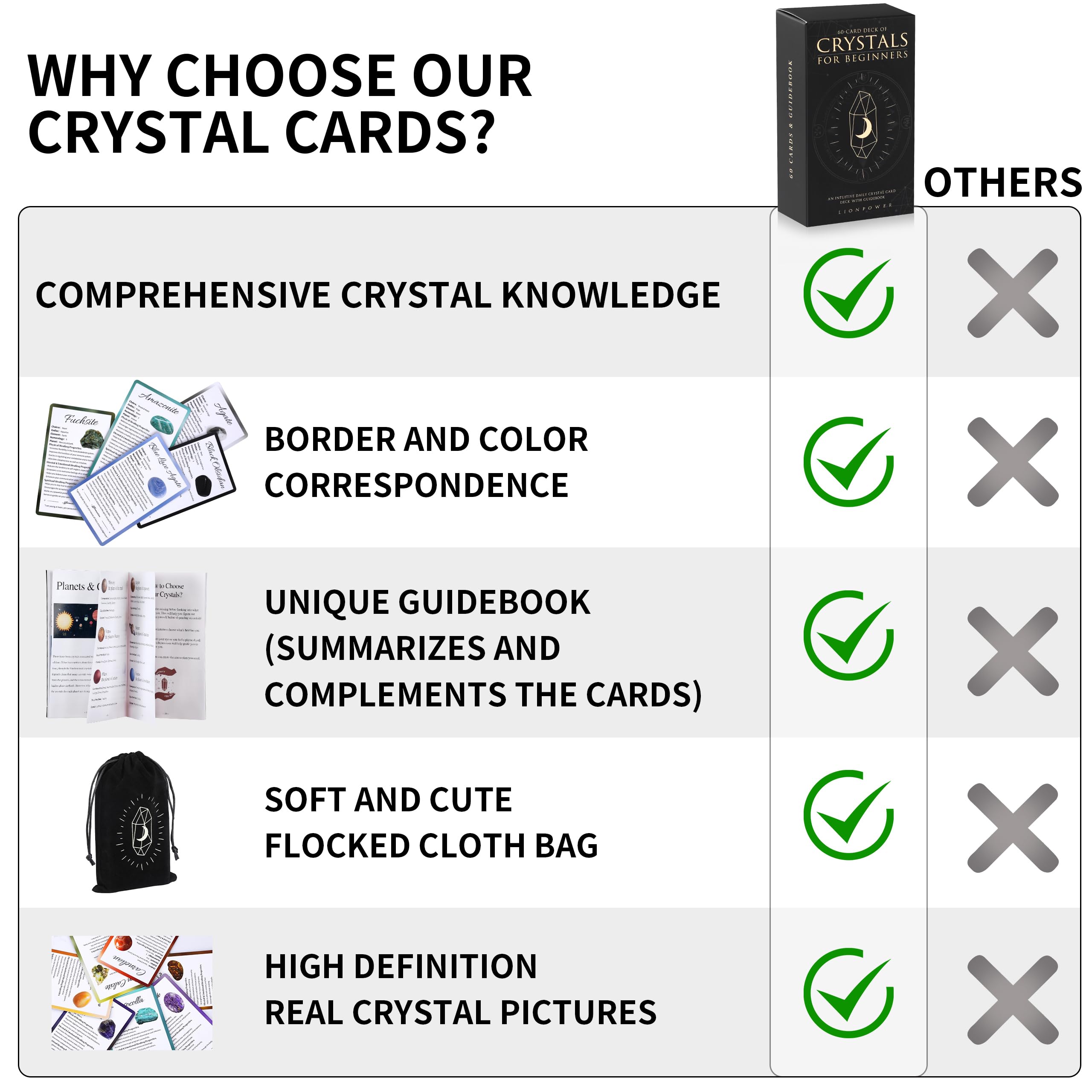 Lionpower drawstring pouch keeps cards and guidebook organized on the go.