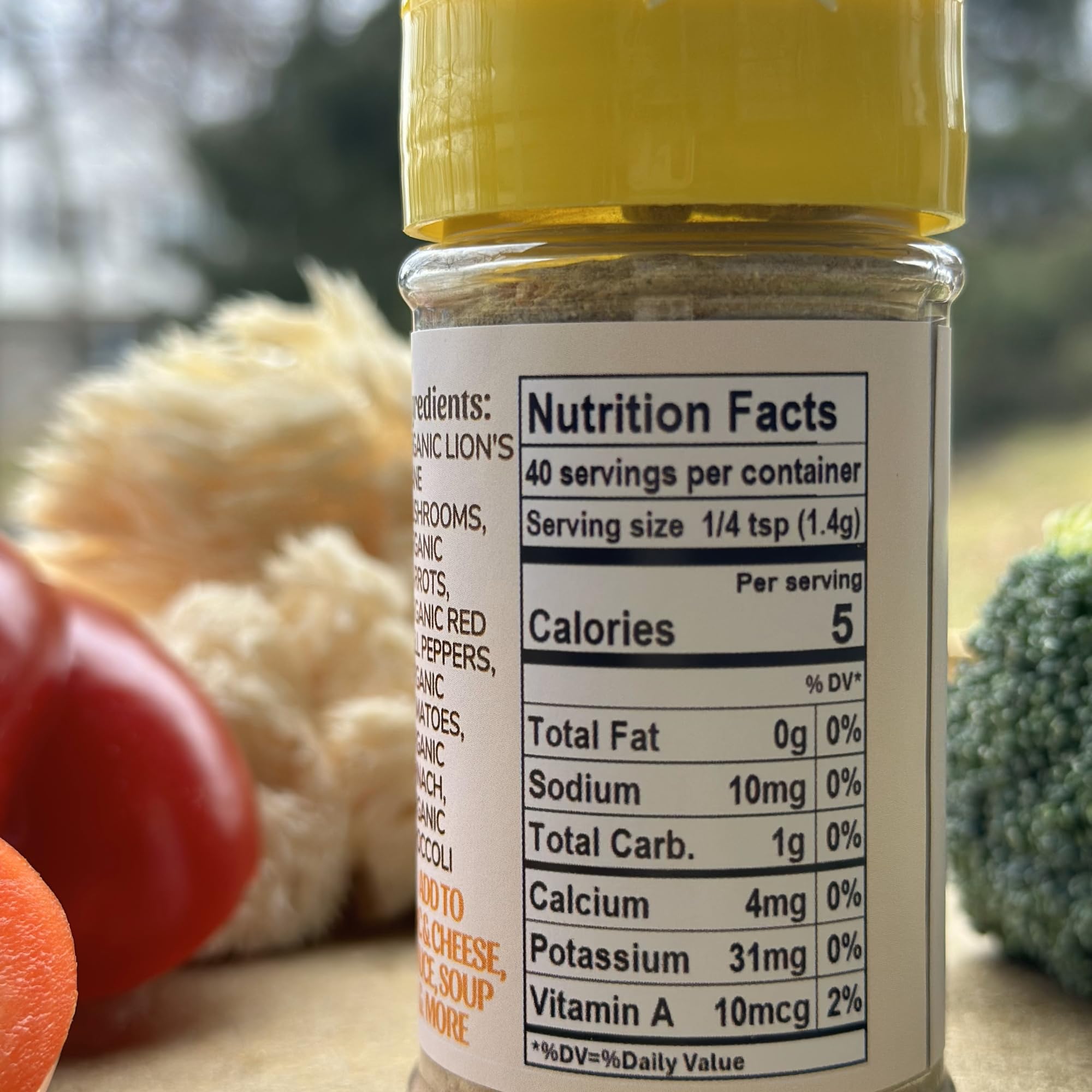 Lion's Grove Farm organic ingredients label on jar highlights ingredients