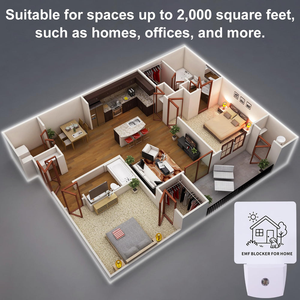 Liovsiso EMF Blocker covers up to 2000 sq ft for whole-home protection.