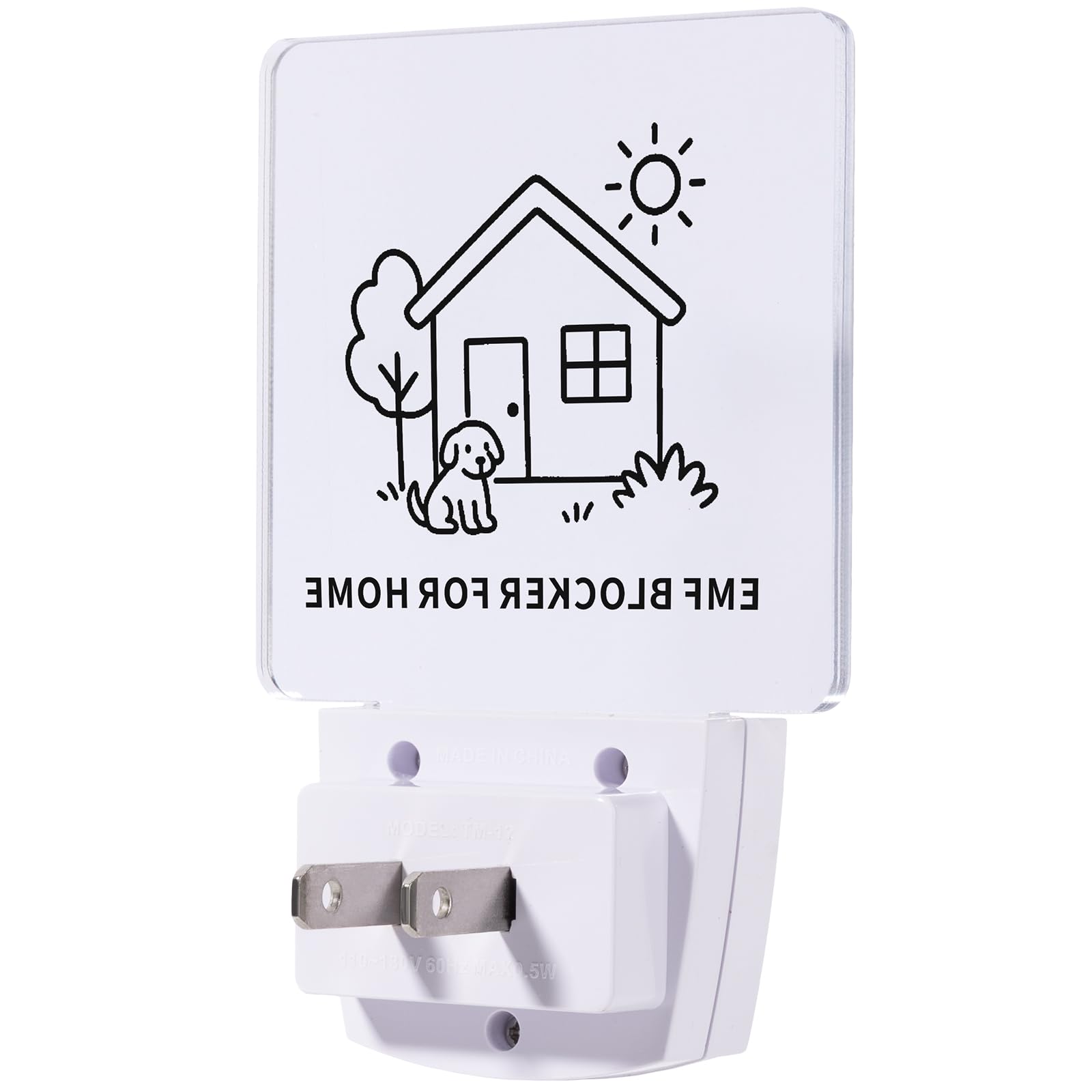 Liovsiso EMF Blocker night-light glows softly in a bedroom for gentle ambience.