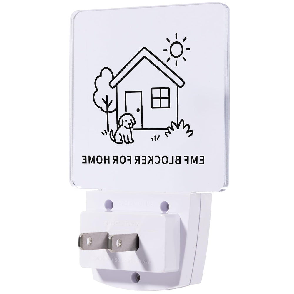 Liovsiso EMF Blocker night-light glows softly in a bedroom for gentle ambience.
