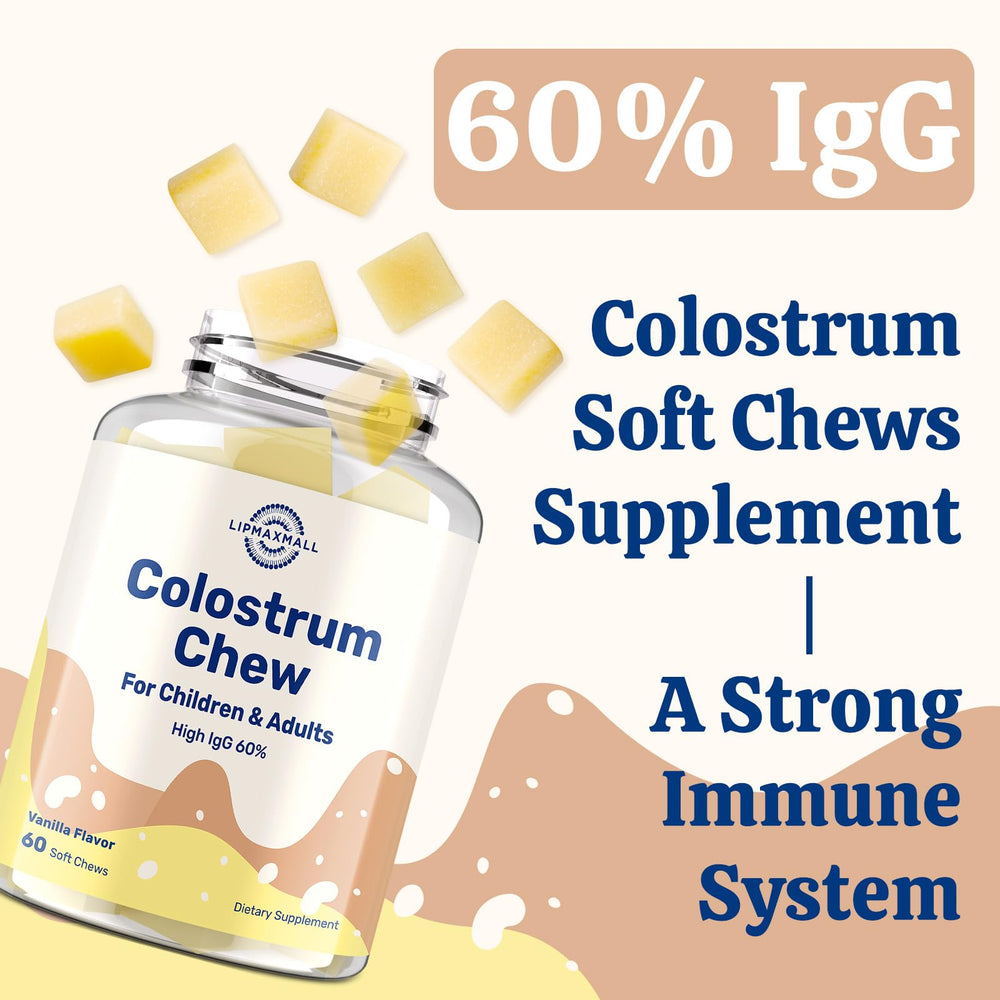 LipmaxMall vanilla-colostrum chews close-up with smooth texture