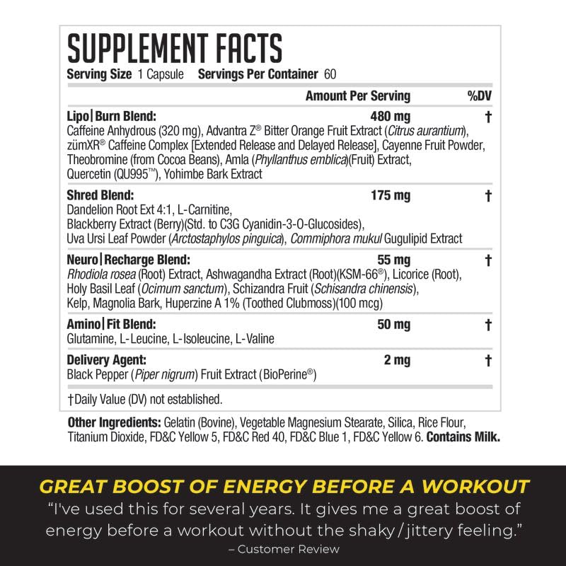 Liporush XT energy focus capsules pictured for daily workout performance.