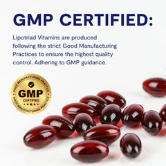 Lipotriad lutein-zeaxanthin capsule close-up shows 10 mg lutein per serving.